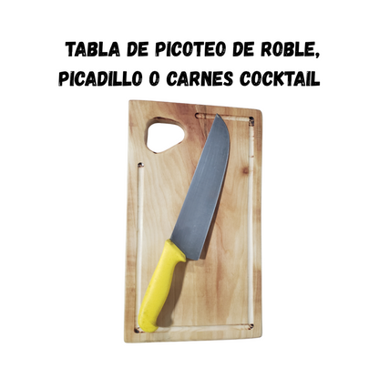 Tabla Roble Cocina Gourmet 40x23 Cm Con Ranura Artesanal