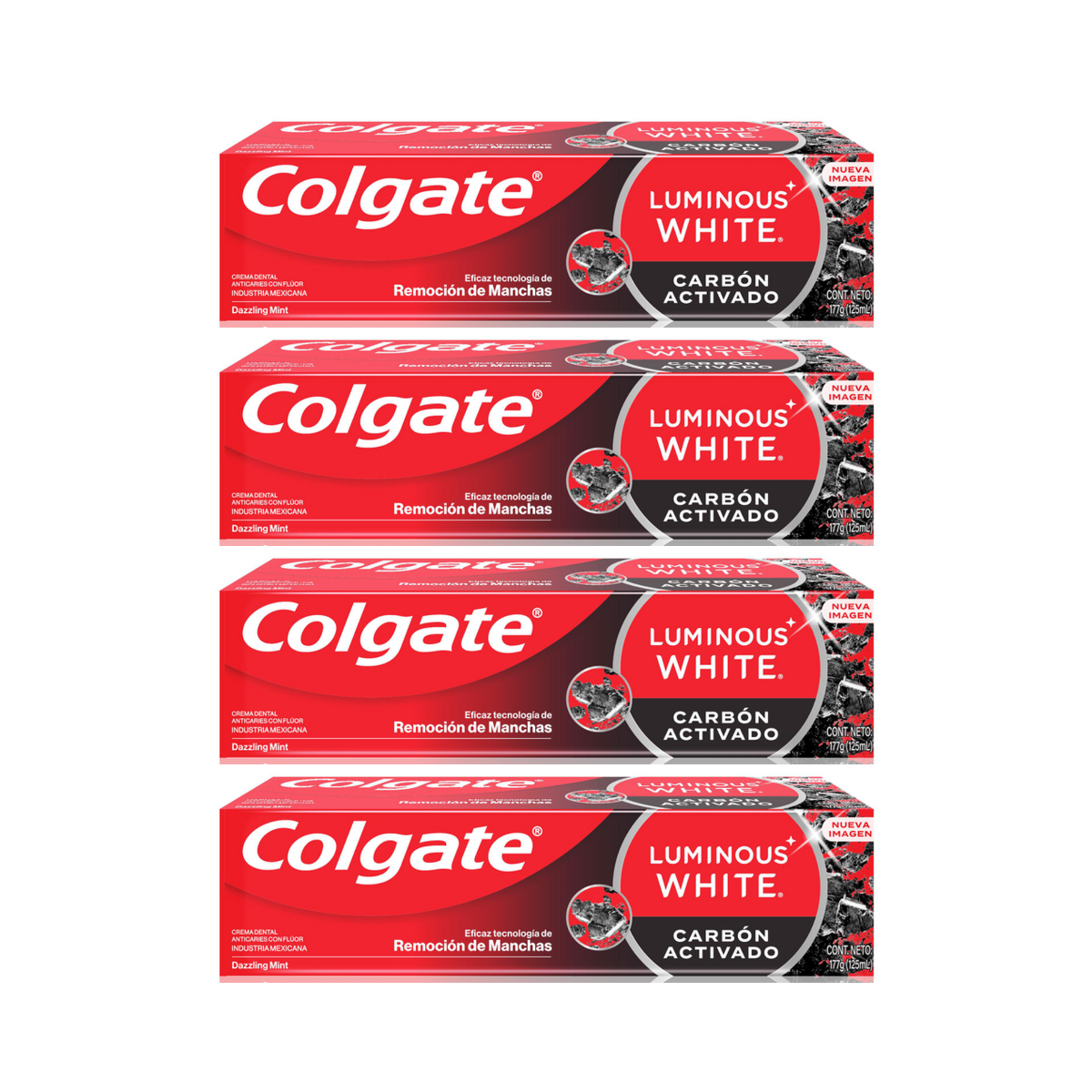 Pack 4 Pasta Dental Colgate Luminous White Carbón Activado 70 g