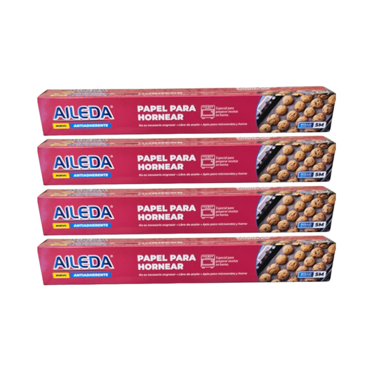 Pack 4 Papel para Hornear Aileda 5m , Antiadherente.
