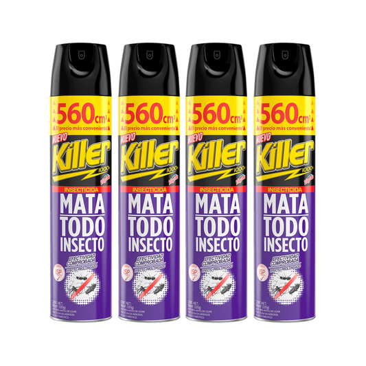 Pack 4 Insecticida en Aerosol 560cc Elimina todo tipo de Insectos.