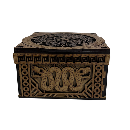 Caja Joyero Decorativo Azteca MDF Diseño Ancestral 13x13cm
