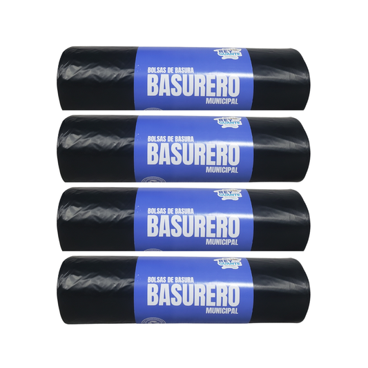 Pack 4 Rollos Bolsas de Basura Basurero Municipal 90 x 120 cm