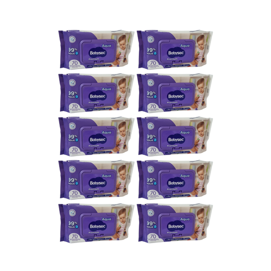Pack 10 Toallitas Húmedas Babysec Hipoalergénicas Aloe Vera 70 Unidades c/u ,700 Toallitas,