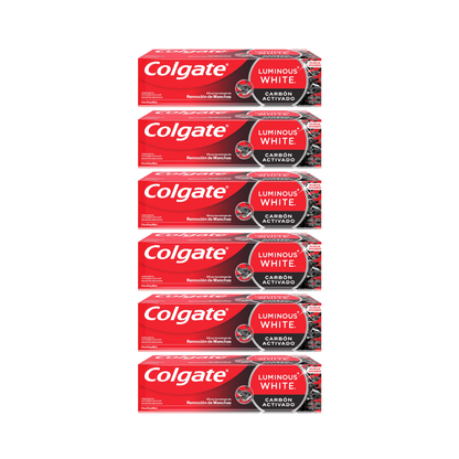 Pack 6 Pasta Dental Colgate Luminous White Carbón Activado 70 g