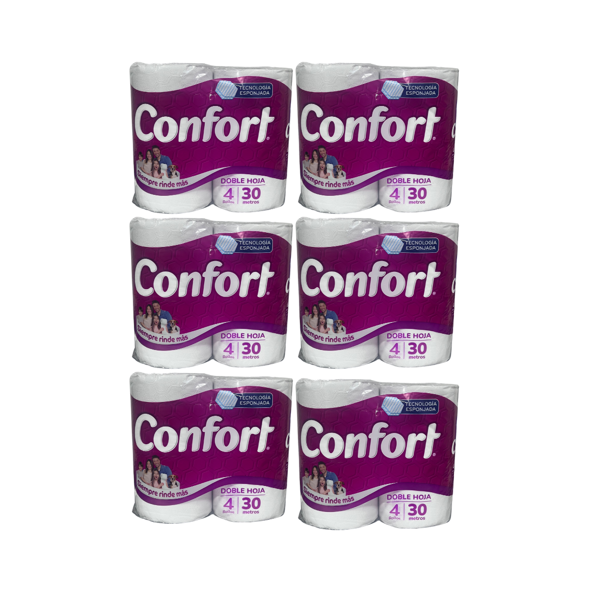 Pack 24 Rollos Papel Higiénico Confort Doble Hoja 30Mts