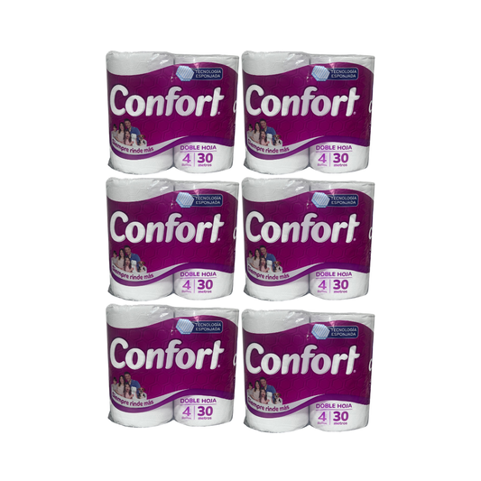 Pack 24 Rollos Papel Higiénico Confort Doble Hoja 30Mts
