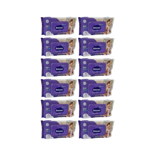 Pack 12 Toallitas Húmedas Babysec Hipoalergénicas Aloe Vera 70 Unidades c/u , 840 Toallitas,