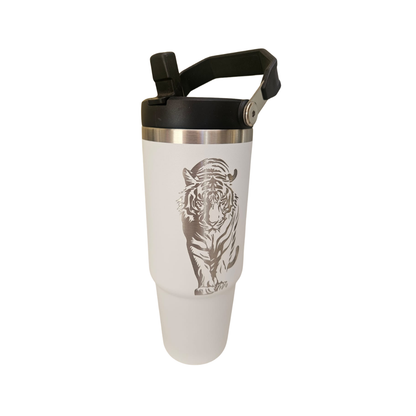 Vaso Térmico Blanco 900ml  Diseño de Tirge grabado en Laser  | Acero Inoxidable