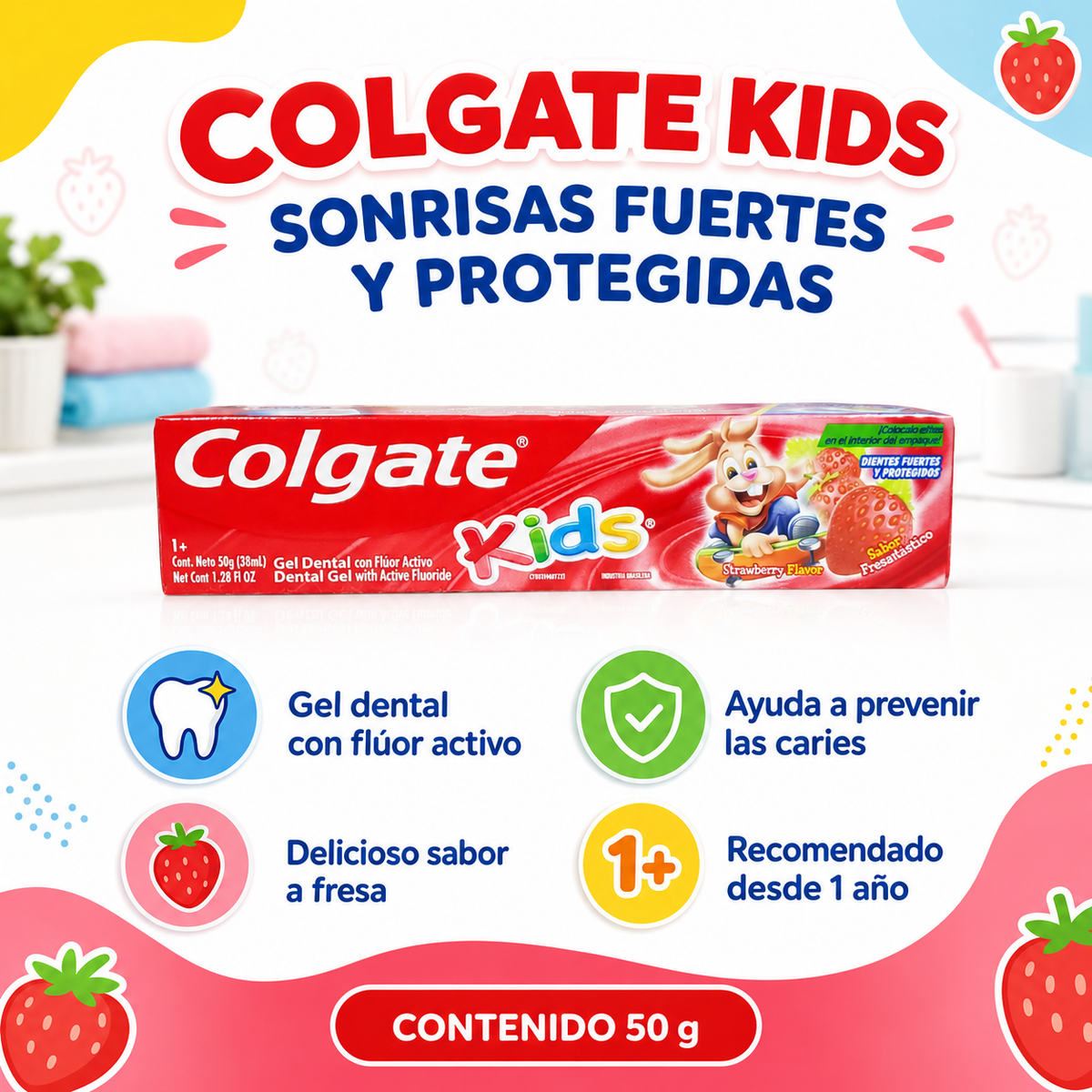 Pasta Dental Colgate Kids Sabor Frutilla 50g