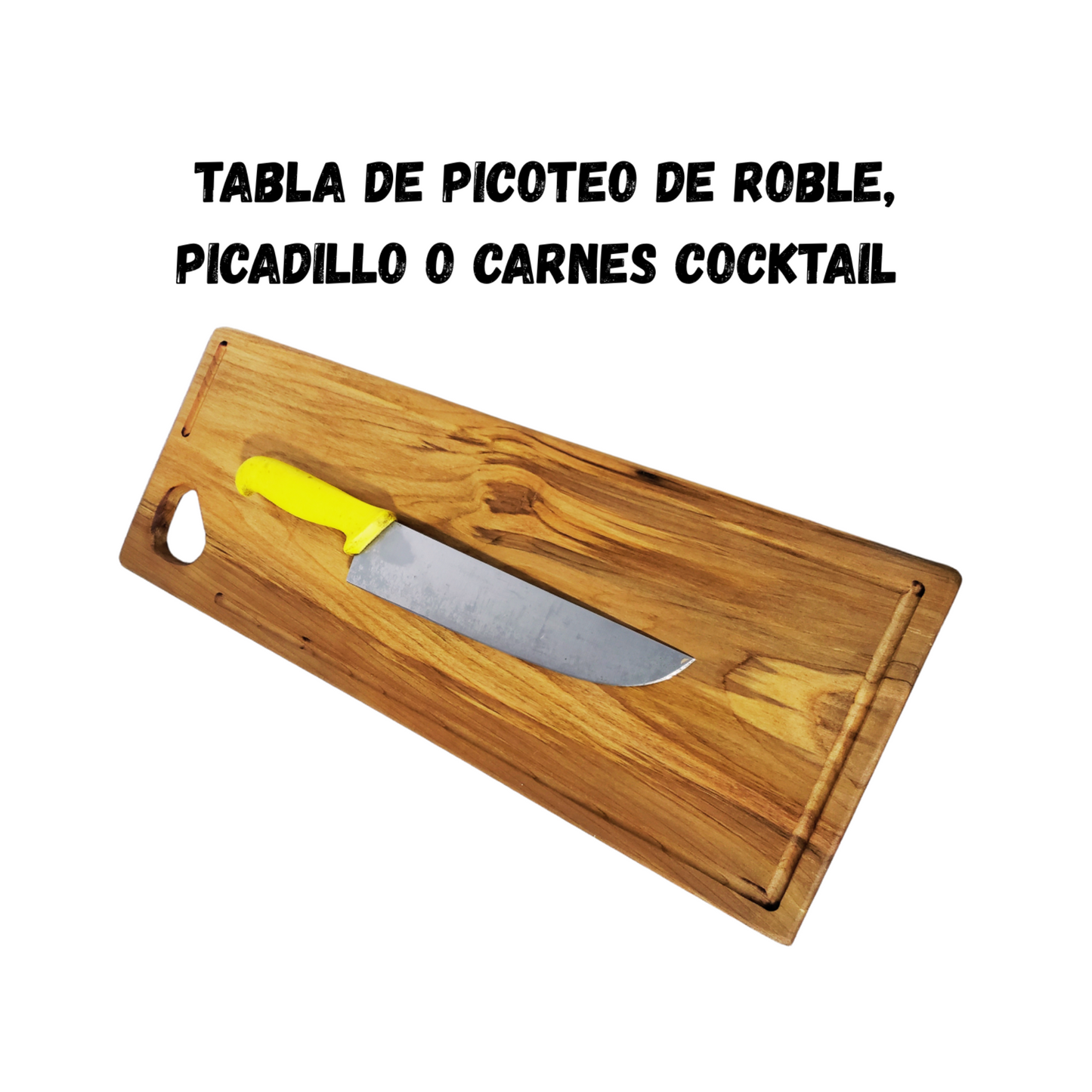 Tabla Roble Con Ranura 60x23 Cm Para Asado Y Cocina Gourmet