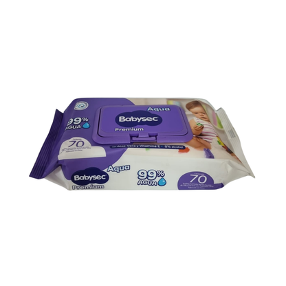 Toallita Húmeda Babysec Hipoalergénicas Aloe Vera 70 Unidades.
