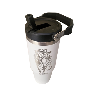 Vaso Térmico Blanco 900ml  Diseño de Tirge grabado en Laser  | Acero Inoxidable