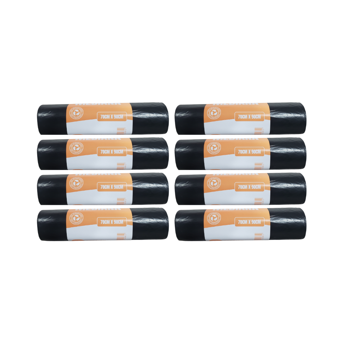 Pack 8 Rollos Bolsas de Basura Mediana 70x90cm