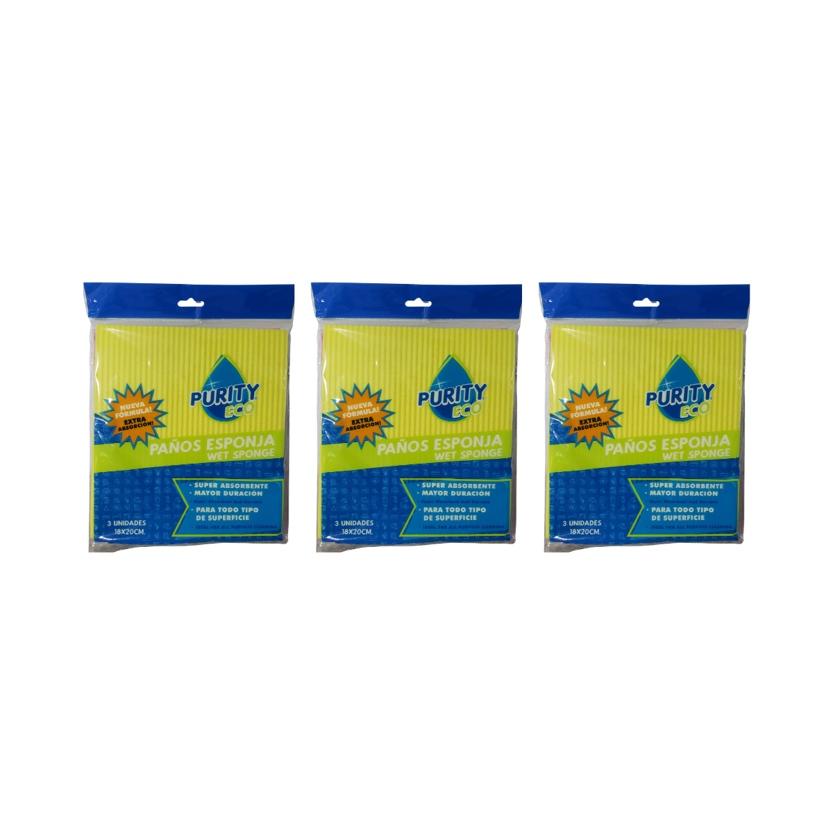 Pack Paño Esponja 9 Unidades , Limpieza Eficaz.