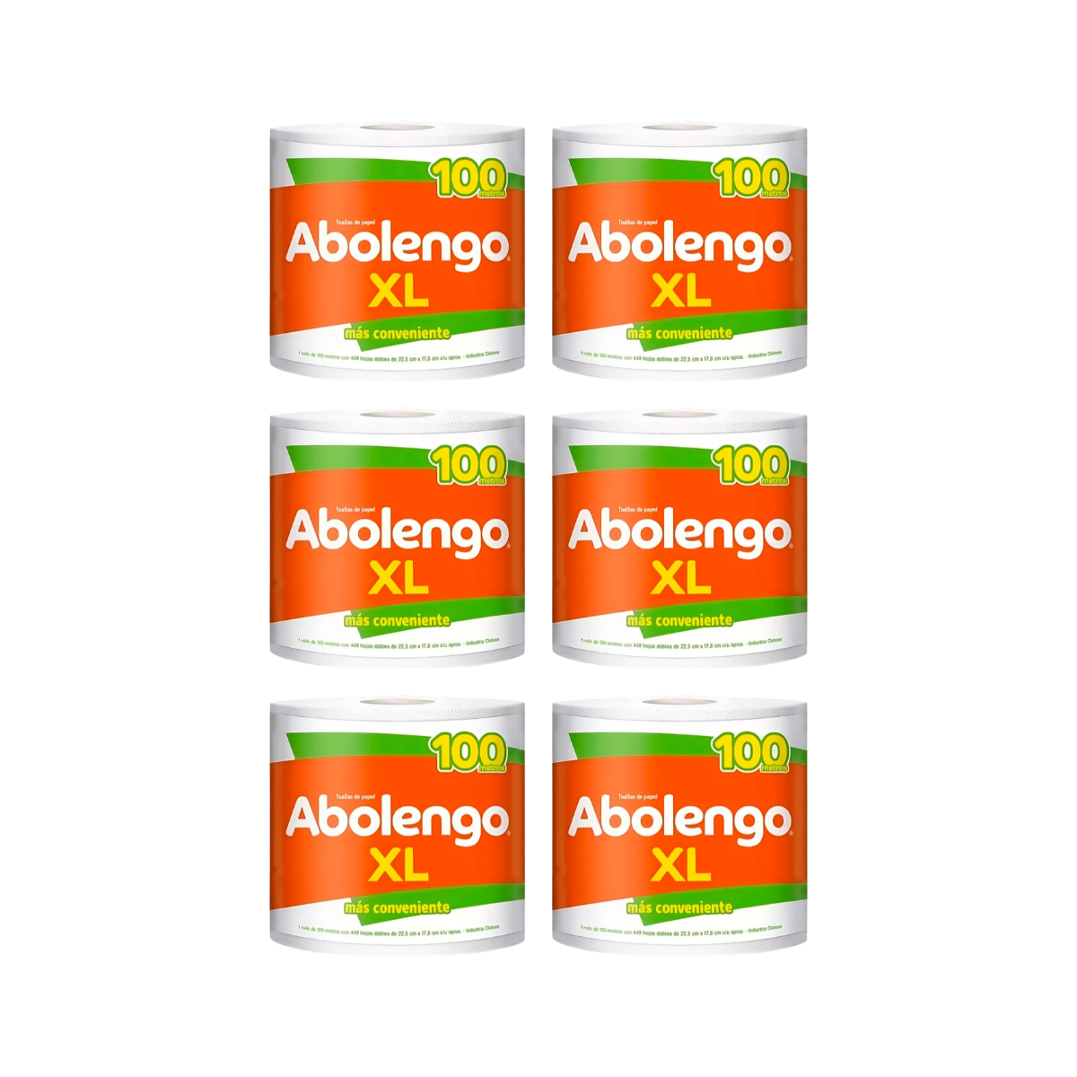 Pack 6 Rollos Toalla de Papel Abolengo XL 100 m Doble Hoja