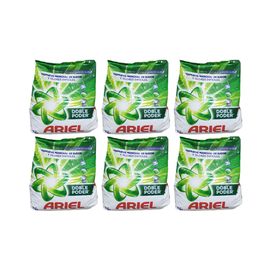 Pack 6 Detergente Ariel en Polvo Doble Poder 700g cu, Rinde Más