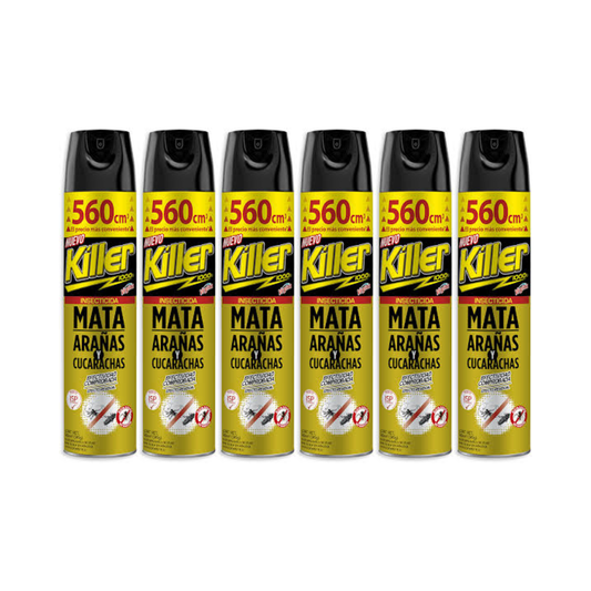 Pack 6  Insecticida en Aerosol 560cc Elimina Arañas y Cucarachas