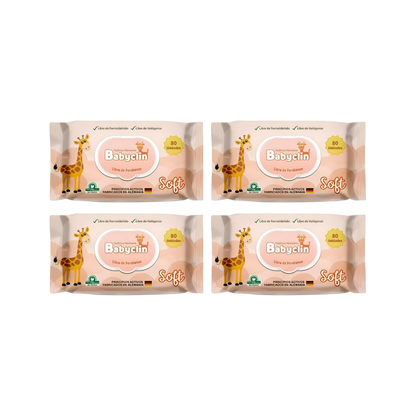 Pack 4 paquetes Toallitas Húmedas Babyclin Soft