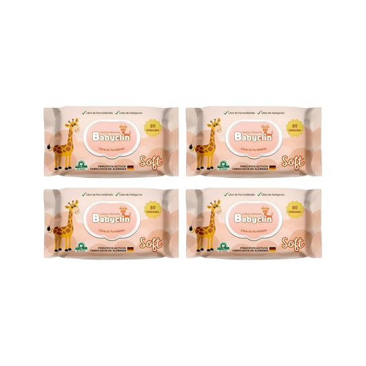 Pack 4 paquetes Toallitas Húmedas Babyclin Soft