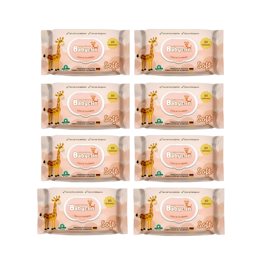 Pack 8 paquetes Toallitas Húmedas Babyclin Soft