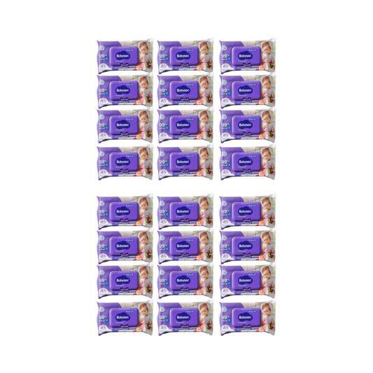 Pack 24 paquetes Toallitas Húmedas Babysec Hipoalergénicas Aloe Vera ,45u por paquete.