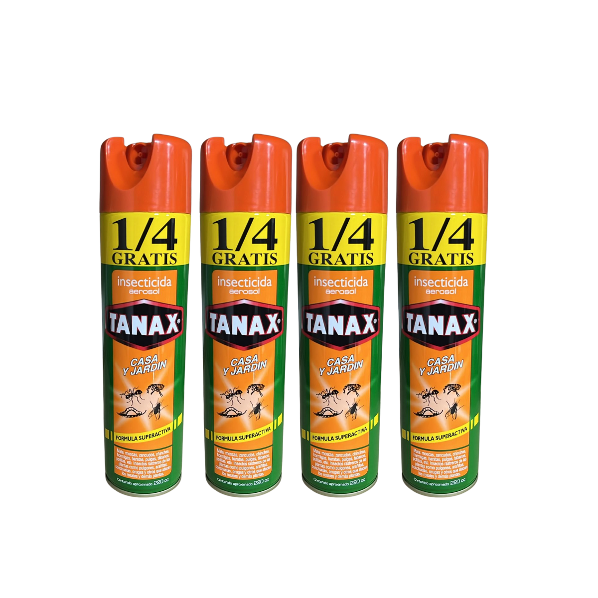 Pack 4 Insecticida Tanax en Aerosol  220cc Casa y Jardin