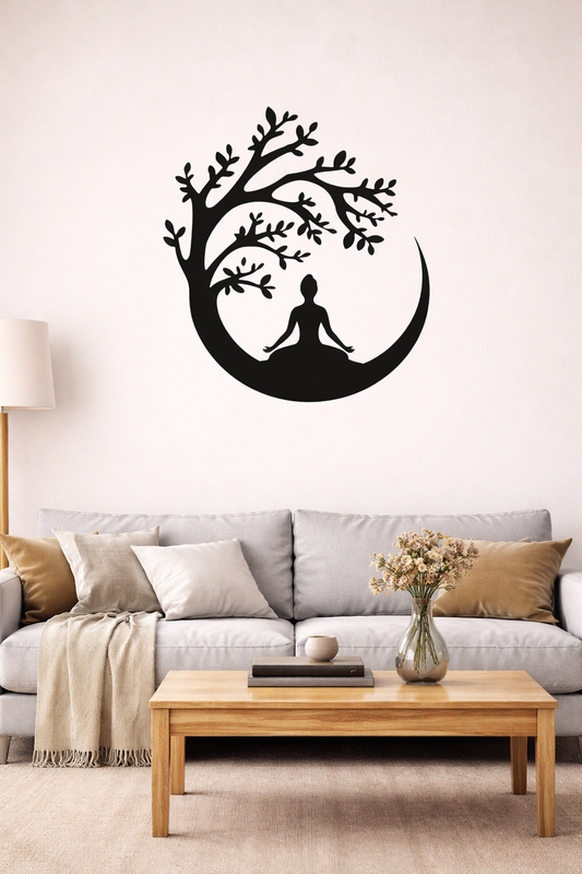 Cuadro Decorativo Mdf Meditación Árbol De La Vida 39x45cm