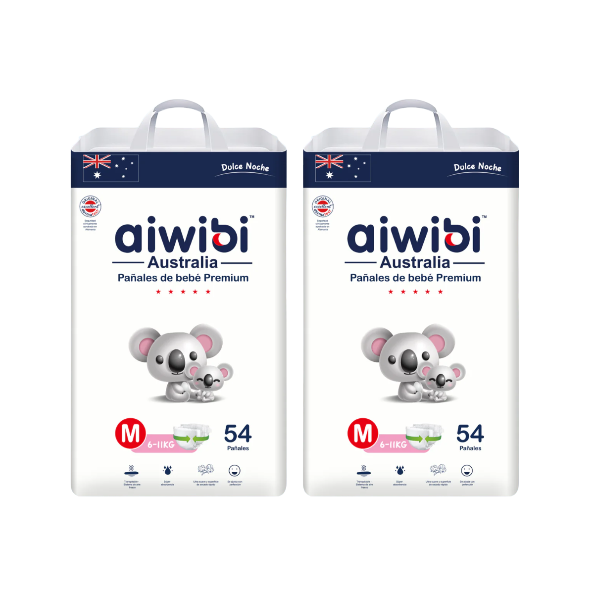 Pack 2 Pañales Aiwibi Dulce Noche Talla M