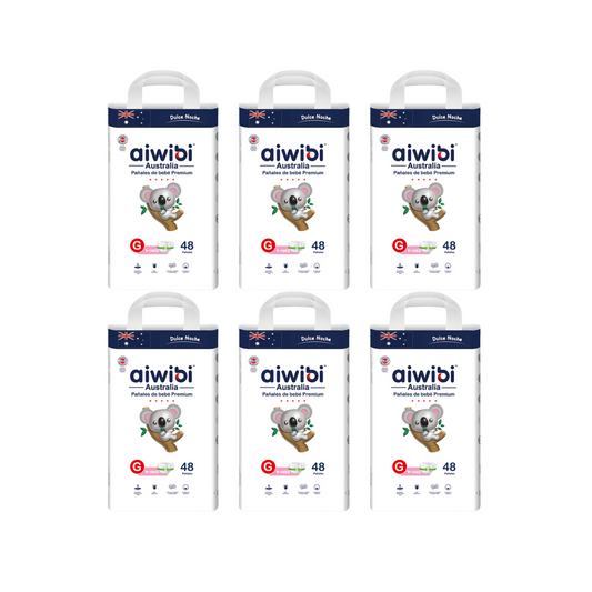 Pack 6 paquetes Pañales Aiwibi Dulce Noche Talla G