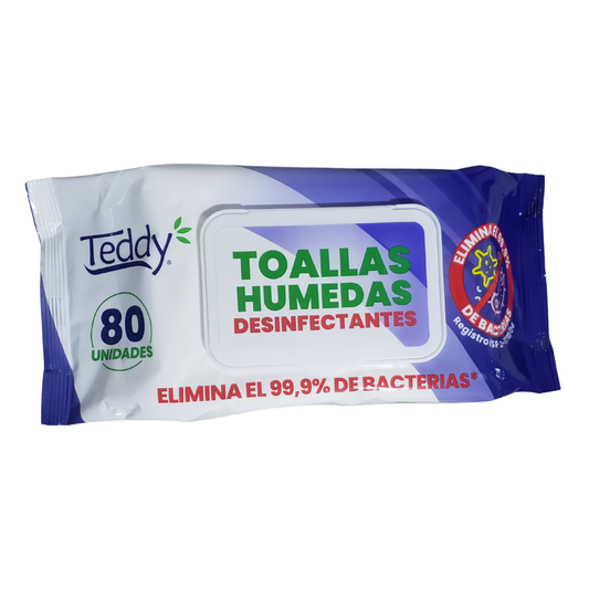 Toallas Desinfectantes Teddy 80 Unid Limpieza Total