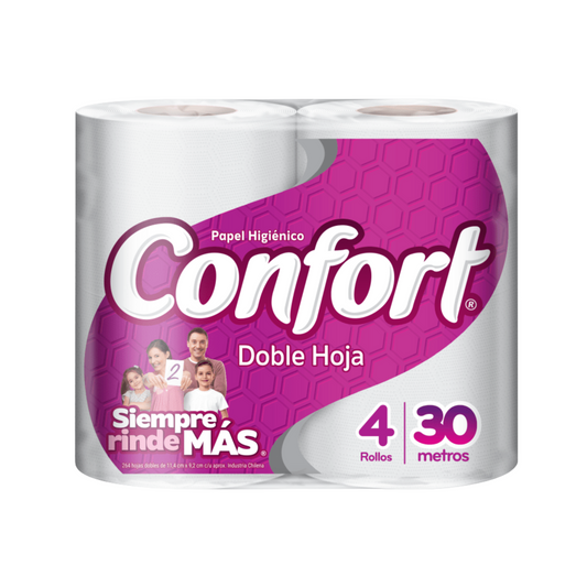 Papel Higiénico Confort Doble Hoja 4 Rollos De 30mts