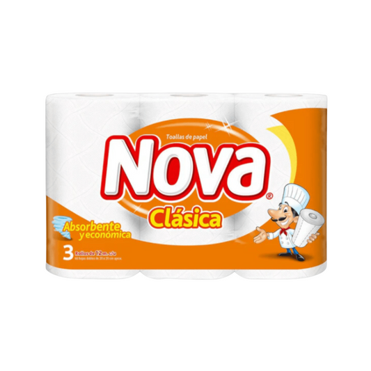 Nova Clásica Toalla De Papel 3 Rollos de 12m