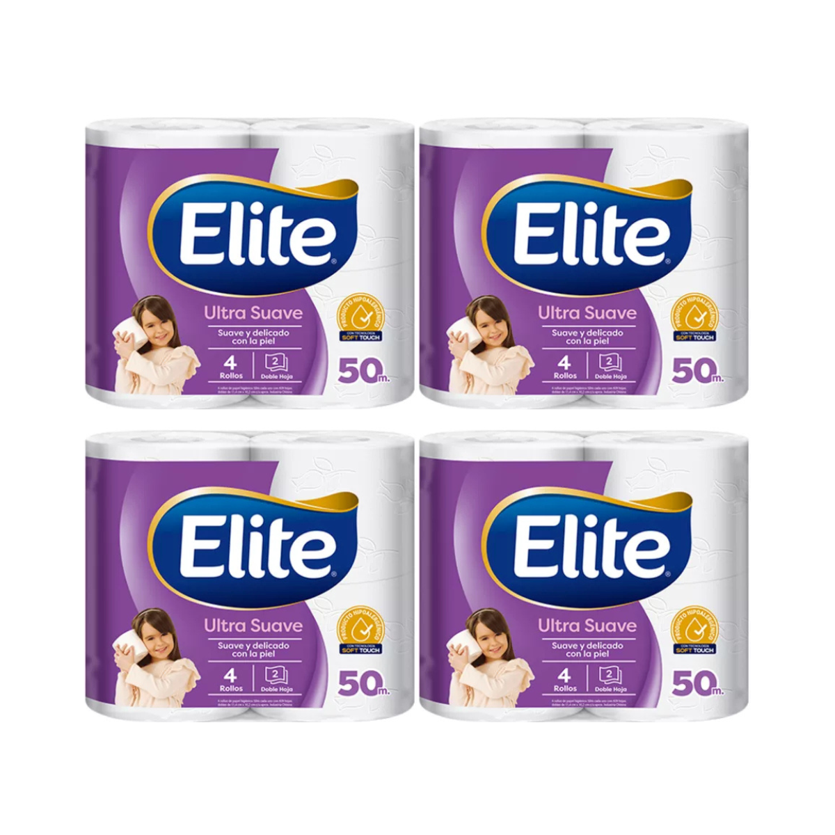 Pack 16 Rollos Papel Higiénico Elite 50 mts Doble Hoja Ultra Suave