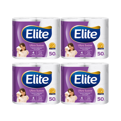 Pack 16 Rollos Papel Higiénico Elite 50 mts Doble Hoja Ultra Suave