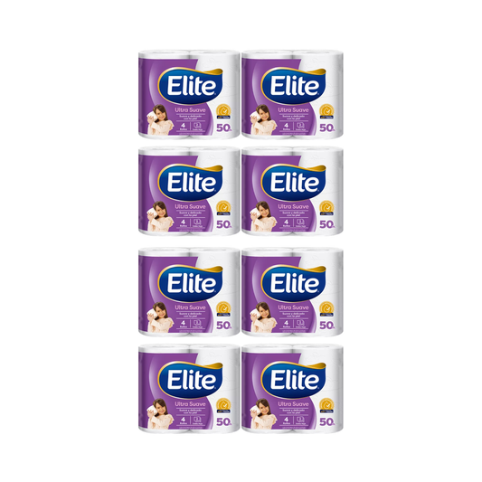 Pack 32 Rollos Papel Higiénico Elite 50 mts Doble Hoja Ultra Suave