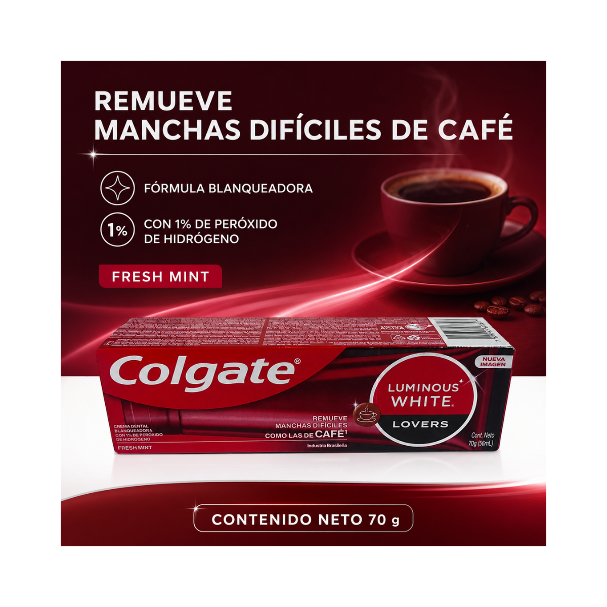 Pasta Dental Colgate Luminous White  Lovers  Blanquea Manchas Café 70gr