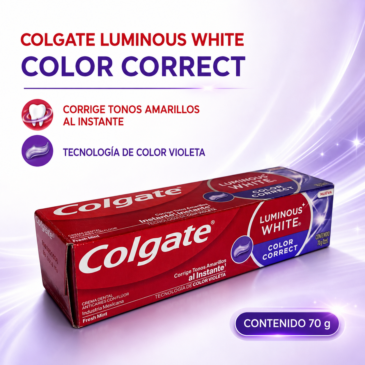 Pasta Dental Colgate Luminous White Color Correct  70 Ml