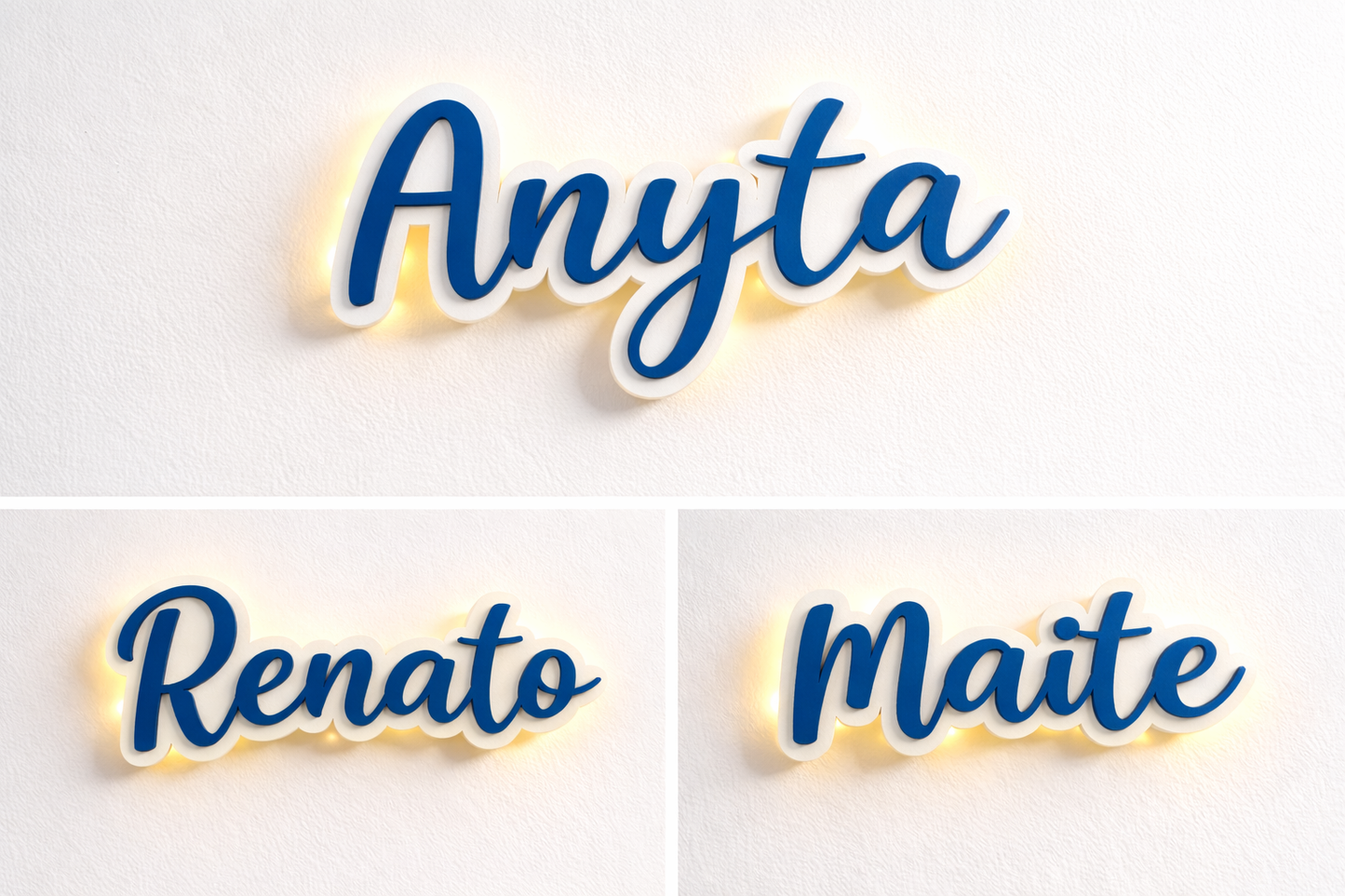 Cuadro con nombre En MDF Personalizado Con Iluminación LED Decorativa