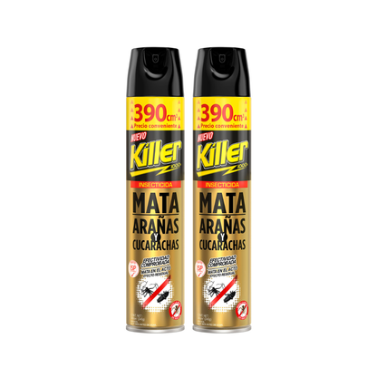 Pack 2 Insecticida en Aerosol 390cc elimina arañas y cucarachas.