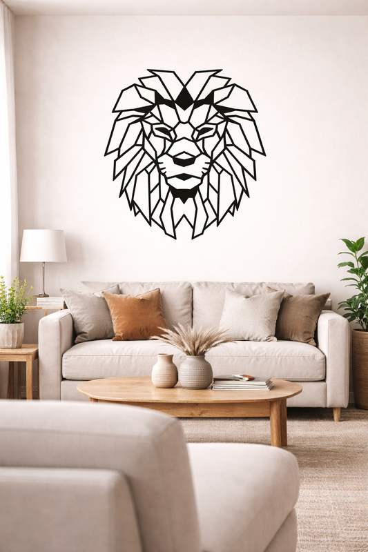 Cuadro Decorativo León Mandala Negro 39x49 Cm