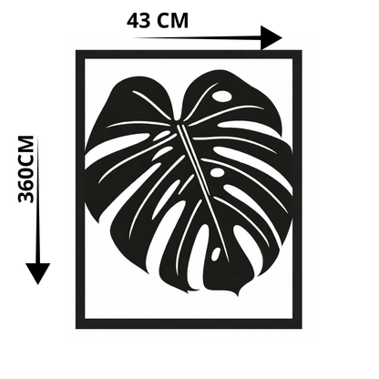 Cuadro Decorativo Hoja Monstera Silueta Negra Mdf 36x59 Cm