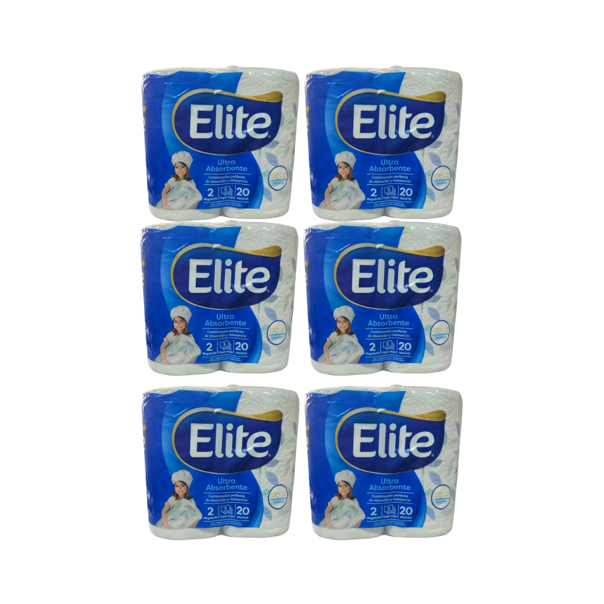 Pack 12 Rollos Toalla de Papel Elite Triple Hoja 20 mts