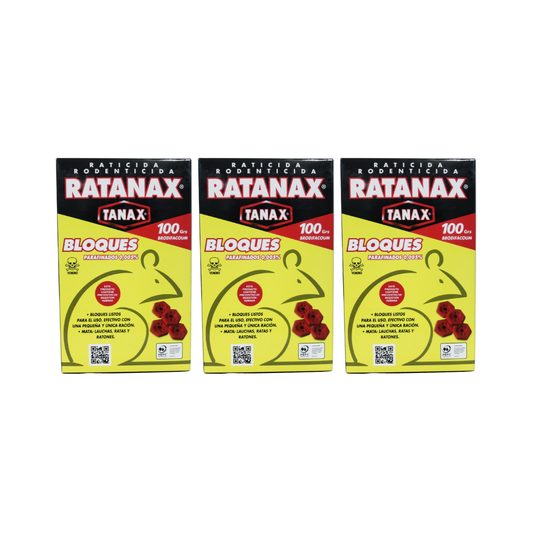 Pack 3 Ratanax Bloques 100gr , Contol eficaz contra ratones