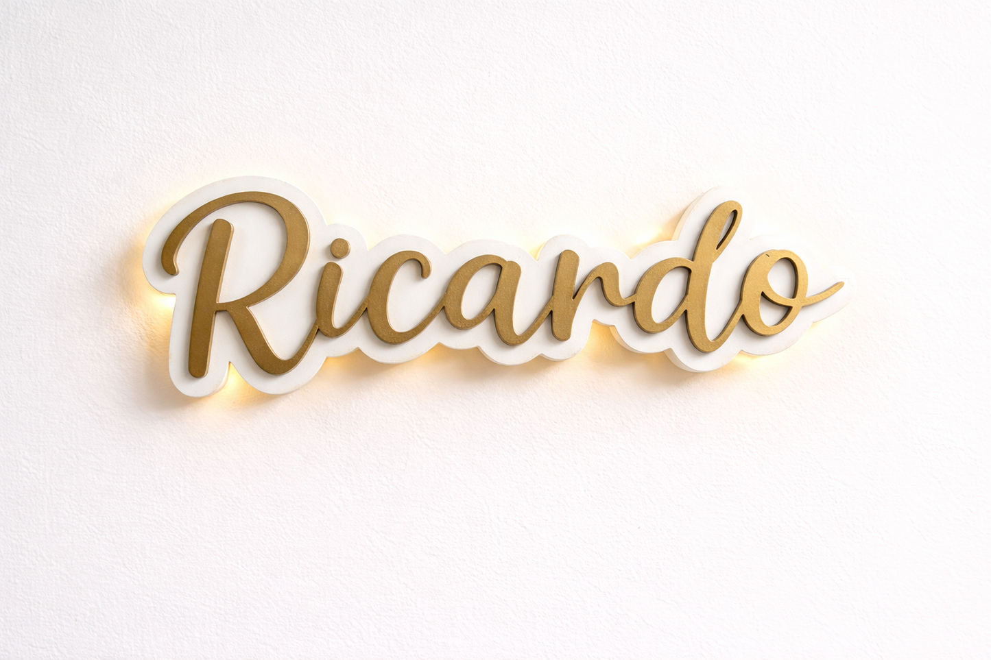 Cuadro con nombre En MDF Personalizado Con Iluminación LED Decorativa