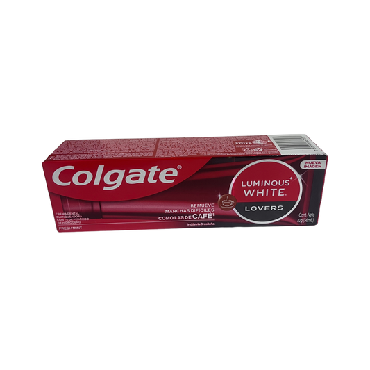 Pasta Dental Colgate Luminous White  Lovers  Blanquea Manchas Café 70gr