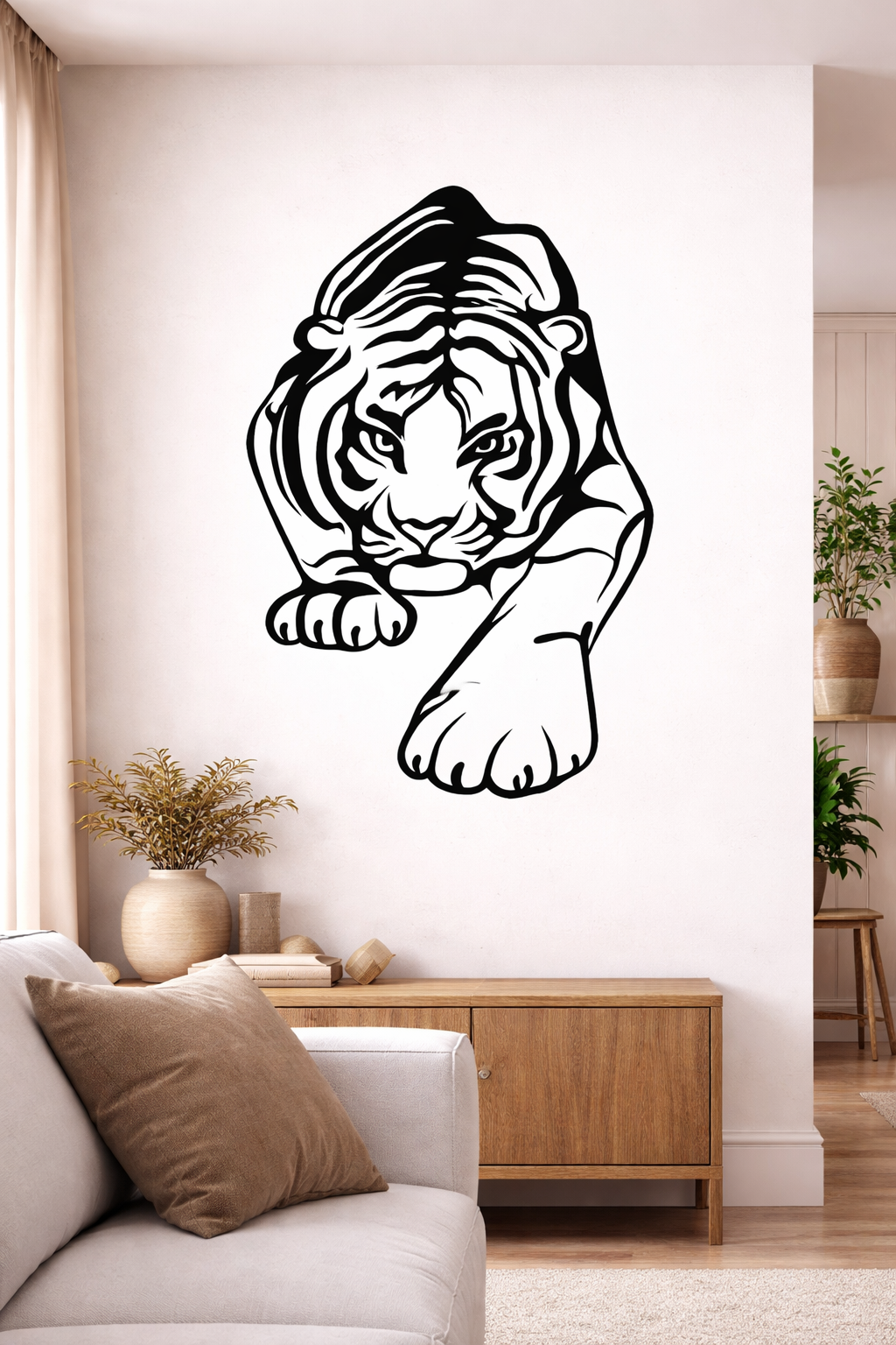 Cuadro Decorativo Tigre Negro Diseño Moderno Mdf 58x35cm