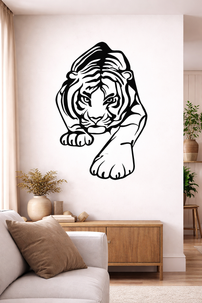 Cuadro Decorativo Tigre Negro Diseño Moderno Mdf 58x35cm