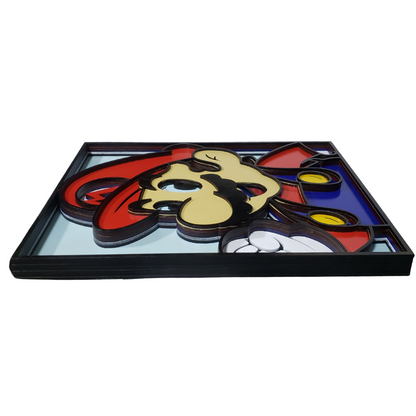 Cuadro Artesanal Mario Retro En Capas De Madera 35x27