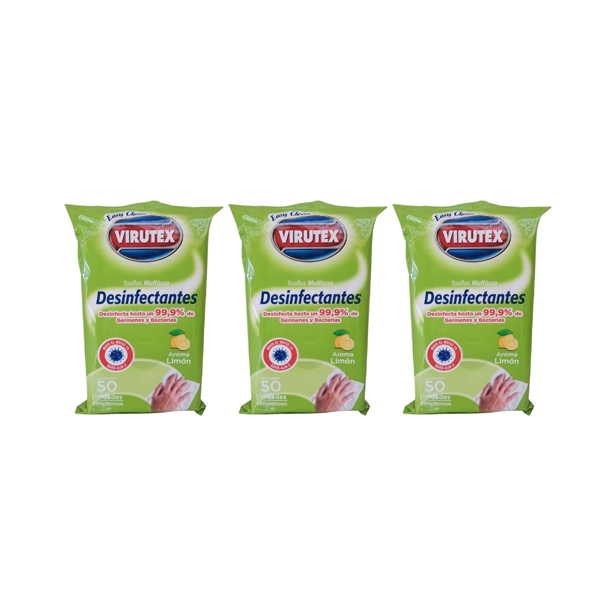 Paquete Toallitas Desinfectantes Virutex Limón 50u cu