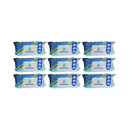 Pack 9 Toallitas Húmedas Adulto Purity Eco 50 Un , Extra Grande.